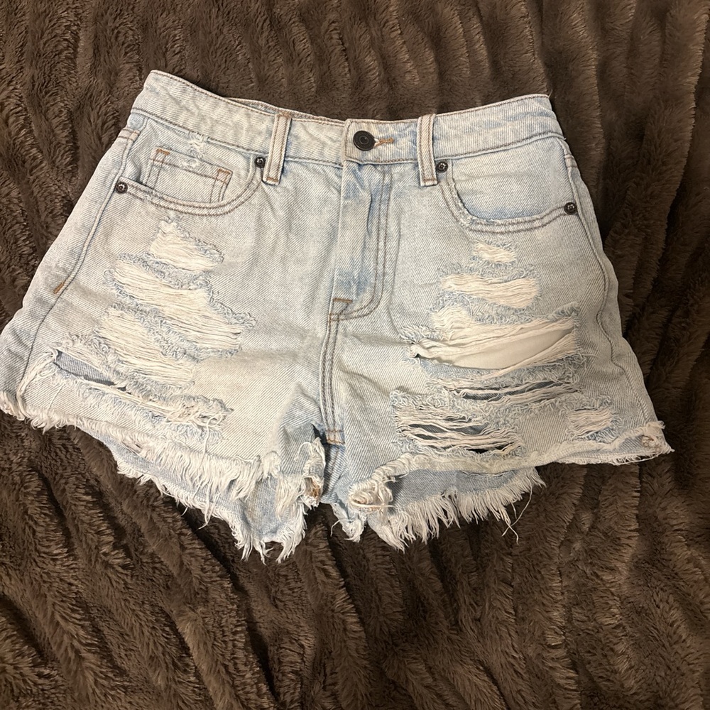 Stylish Light Blue Distressed Jean Shorts